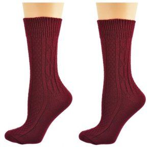 Classic Cable Knit Acrylic Crew Socks 2 pair Socks